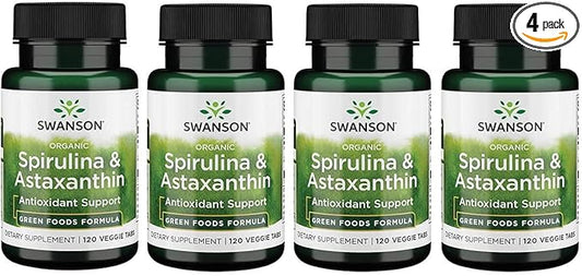 Swanson Organic Spirulina & Astaxanthin 120 4 Pack