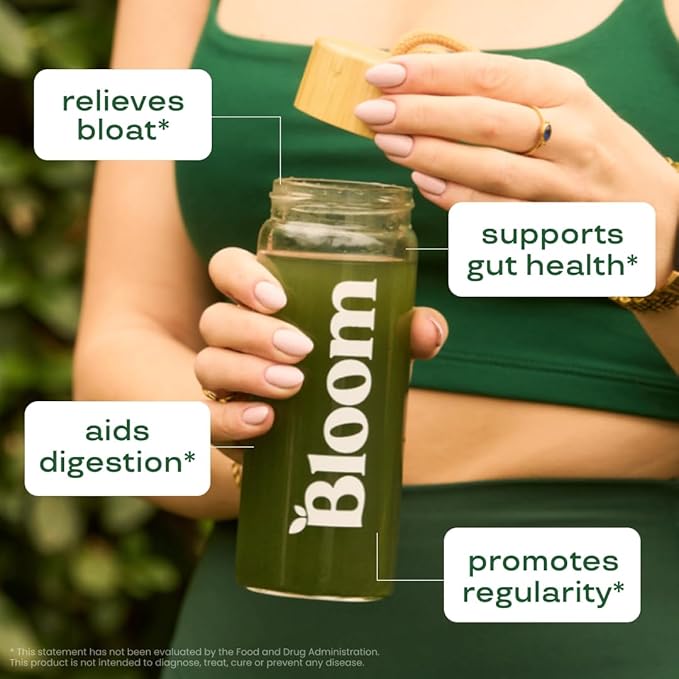 Bloom Nutrition Superfood Greens Powder, Digestive Enzymes with Probiotics and Prebiotics, Gut Health, Bloating Relief for Women, Chlorella, Green Juice Mix with Beet Root Powder, 60 SVG, Berry