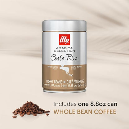 illy Whole Bean Coffee - Perfectly Roasted Whole Coffee Beans – Costa Rica Medium Roast - with Notes of Honey, Vanilla & Citrus - 100% Arabica Coffee - No Preservatives – 8.8 Ounce