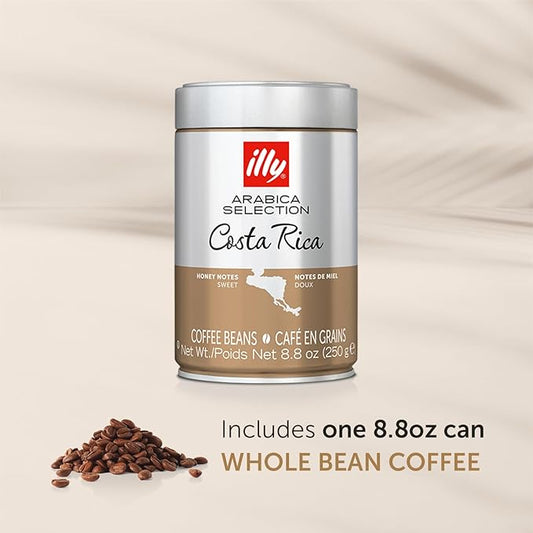 illy Whole Bean Coffee - Perfectly Roasted Whole Coffee Beans – Costa Rica Medium Roast - with Notes of Honey, Vanilla & Citrus - 100% Arabica Coffee - No Preservatives – 8.8 Ounce