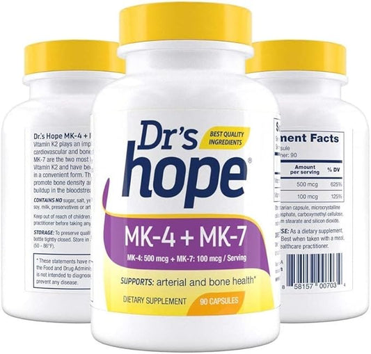 Vitamin K2-90 Capsules with 500 mcg MK4 + 100 mcg MK7 | K-2 Vitamins 1 Capsule