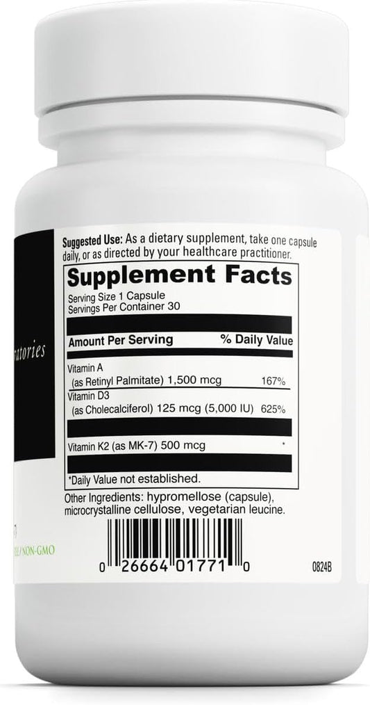 DAVINCI Labs ADK - Helps Support Bone, Heart & Immune Health* - Dietary Supplement with Vitamins A, D3 & K2 (as MK-7) - Vegetarian, Gluten Free & Soy Free - 30 Capsules