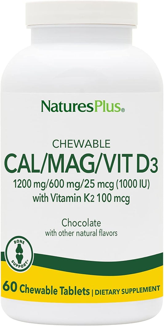 NaturesPlus Cal/Mag/VIT D3 with Vitamin K2-60 D3 & K2 Bone 30 Servings