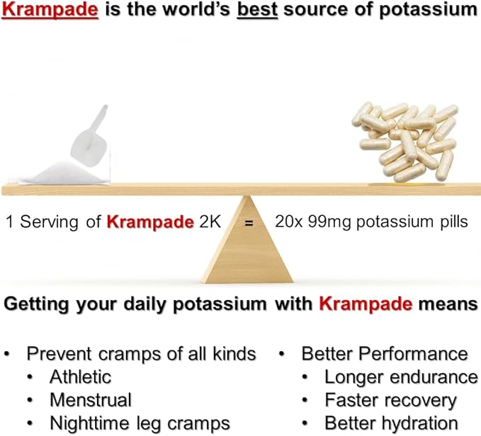 Electrolytes Powder Potassium Supplement - 2000 mg K+, >2X More Than Coconut Water | Cramp Relief and Prevention | Hydration Powder (Lemon Lime)