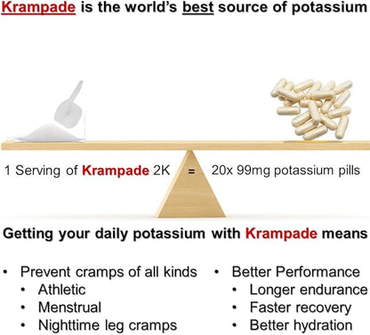 Electrolytes Powder Potassium Supplement - 2000 mg K+, >2X More Than Coconut Water | Cramp Relief and Prevention | Hydration Powder (Lemon Lime)