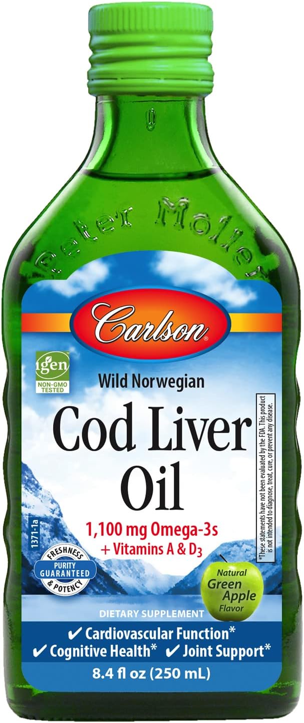 Carlson - Cod Liver Oil, 1100 Omega-3s, Plus D3, Wild 250 mL (8.4 Fl