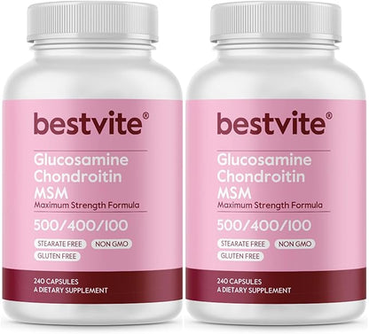 BESTVITE Glucosamine Chondroitin MSM 500/400/100 per (480 Capsules) (240 x 2) with
