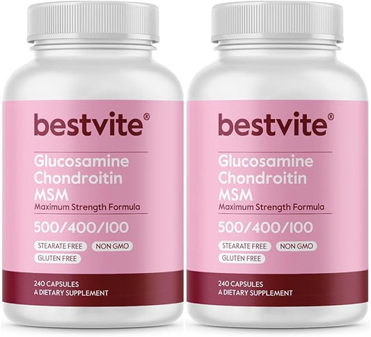 BESTVITE Glucosamine Chondroitin MSM 500/400/100 per (480 Capsules) (240 x 2) with
