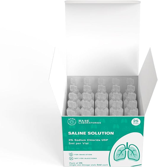 BASE LABORATORIES 3% Saline Solution 3% Concentration 25 Vials 5ml Unit
