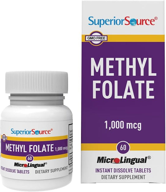Superior Source Methylfolate 5-MTHF 1000 mcg, 60 Ct,
