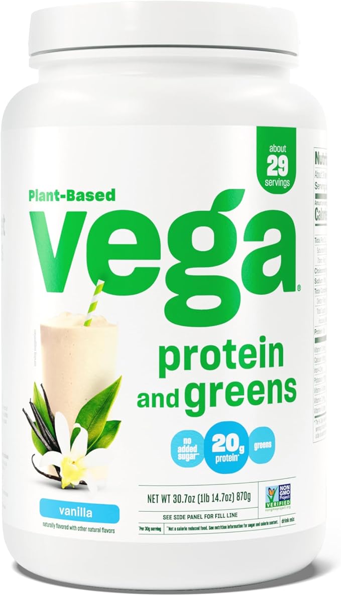 Vega Protein and Greens Protein Powder, Vanilla 20g Plant 1.9lbs