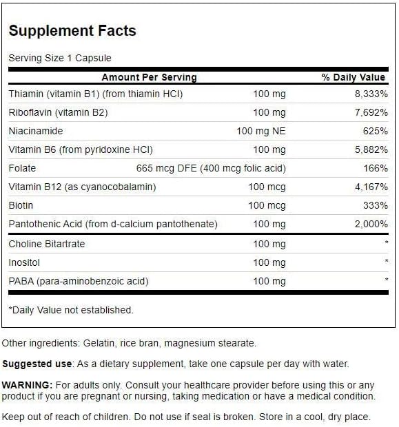 Swanson Vitamin B-100 (100 Capsules) (3 Pack)