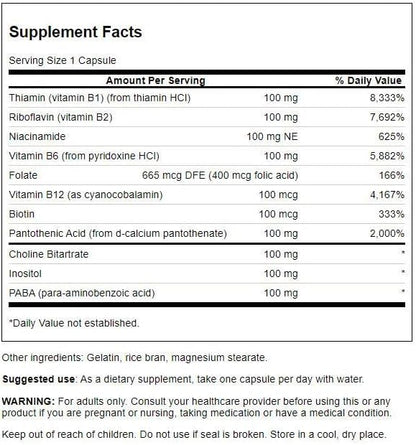 Swanson Vitamin B-100 (100 Capsules) (3 Pack)