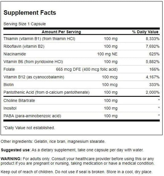 Swanson Vitamin B-100 (100 Capsules) (3 Pack)