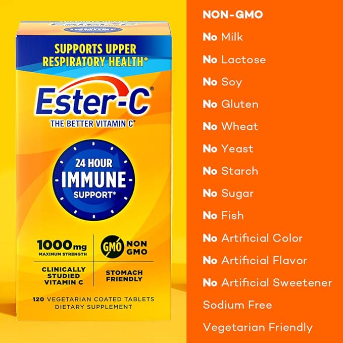 Ester-C Vitamin C 1000 mg Coated 120 Count, 2)