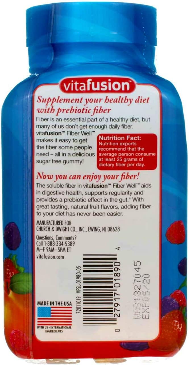 VitaFusion, Fiber Well Gummies, Fiber Supplement, Assorted Flavors - 90 gummies, Pack of 3