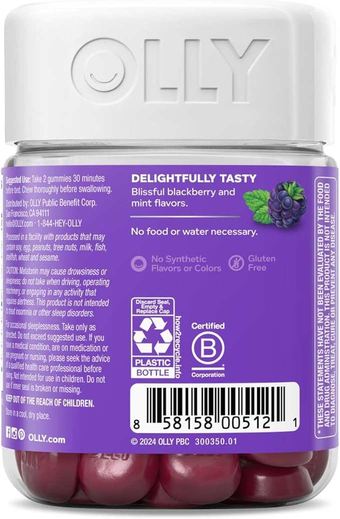 OLLY Sleep Gummy, Occasional Sleep Support, 3 mg 50 Count