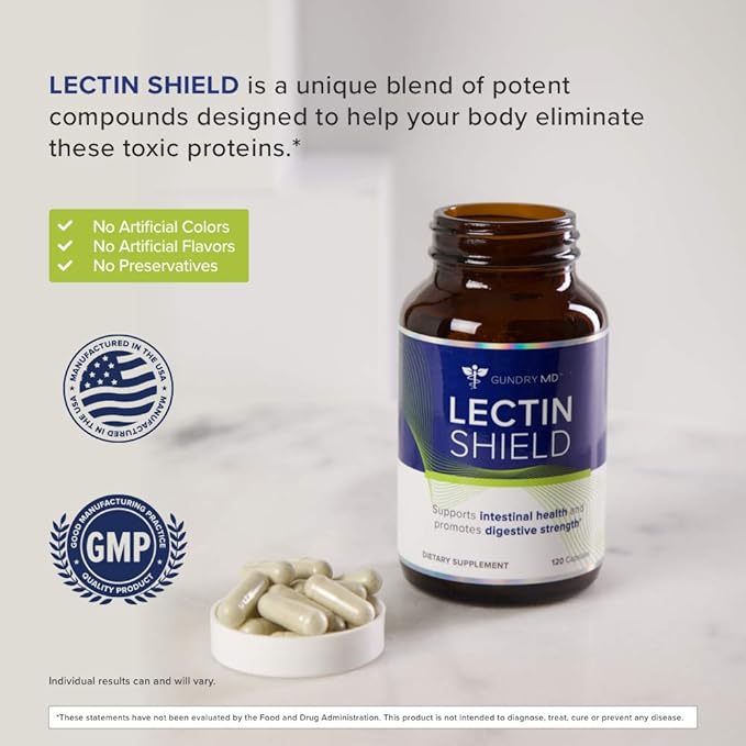 Gundry MD® Lectin Shield™ Intestinal Health Support and Digestive Strength Supplement, 120 Count