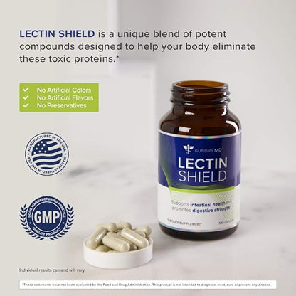 Gundry MD® Lectin Shield™ Intestinal Health Support and Digestive Strength Supplement, 120 Count