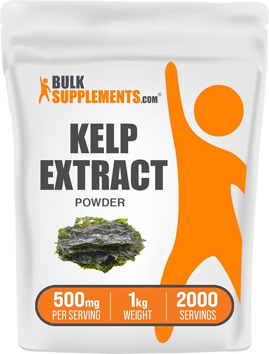BulkSupplements.com Kelp Extract Powder - Kelp Supplement, Kelp Powder, Brown Seaweed Extract - Seaweed Supplement, Gluten Free, 500mg per Serving, 1kg (2.2 lbs) (Pack of 1)