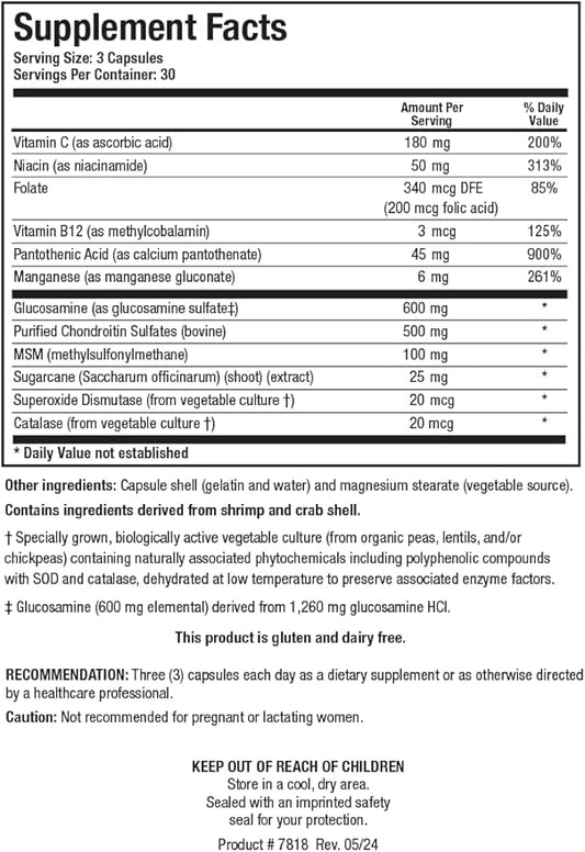 Biotics Research ChondroSamine S Comprehensive Joint 600 Elemental B12, SOD, 90 Caps