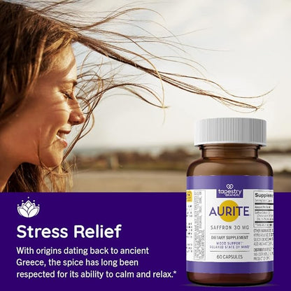 Saffron Supplement | Stress Management, Herbal 60 Count, (2 months