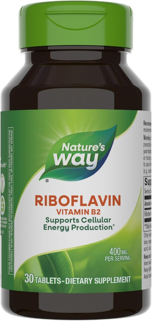 Nature's Way Riboflavin Vitamin B2, Supports 30 Tablets