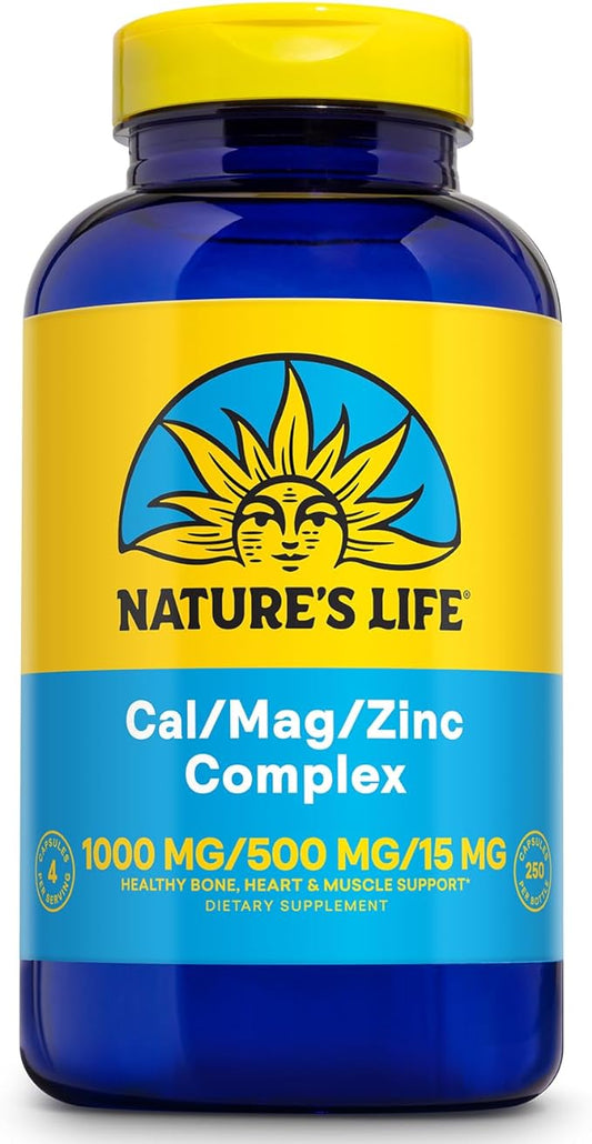 NATURE'S LIFE Cal Mag Zinc Complex 1000mg / 500mg / 15mg - 60 Day 62 Serv, 250 Caps