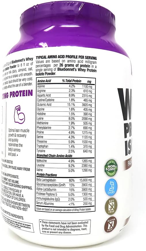 BlueBonnet 100% Natural Whey Protein Isolate Powder, Chocolate, 2 Pound