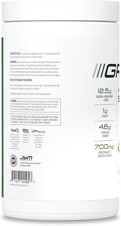 JYM Greens Super Food Powder for Performance, Watermelon Cucumber, Spirulina, Mushrooms, Vitamins, BroccoPhane & Broccoli, Men & Women, 30 Servings