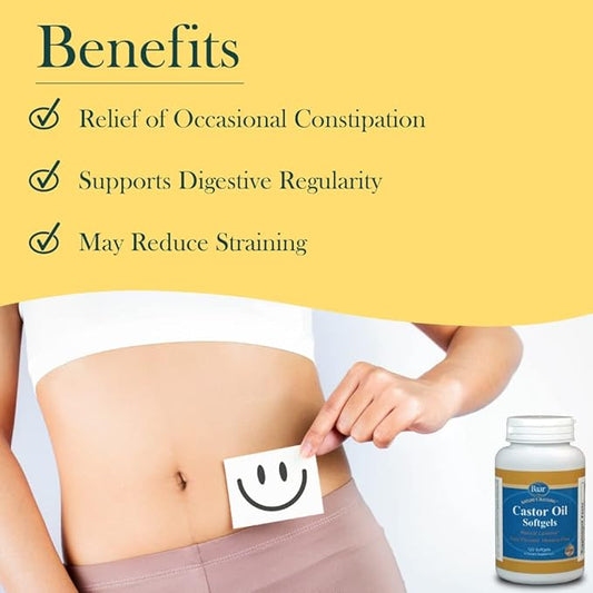 Baar Castor Oil Softgels Natural Laxative