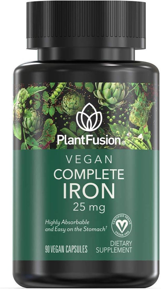 PlantFusion Vegan Iron Supplements from, Premium (25mg), Plus B12, 90 90 Veggie