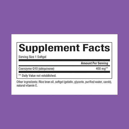 Natural Factors Coenzyme Q10 400 mg, Q10 Supplement 60 Softgels