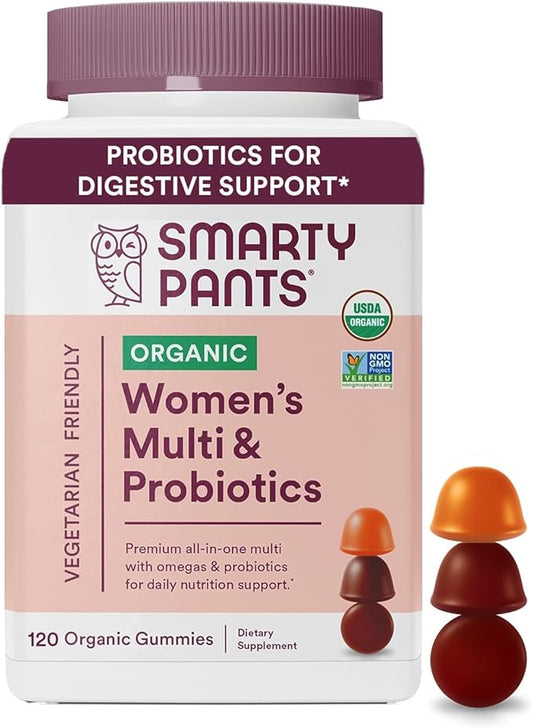 SmartyPants Organic Women's Multivitamin Gummies: Biotin, 3 (ALA), D3, C, B12, B6, B6, Vitamin 120 Count (30 Day
