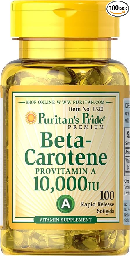 Puritan's Pride 2 Pack of Beta-Carotene 10,000 IU 10,000 IU-100 IU-100 Softgels