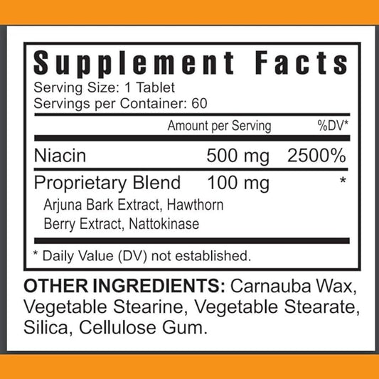 Youngevity Ultimate Niacin Plus™ - 500 mg with Proprietary Blend of Arjuna Bark, Hawthorn Berry, & Nattokinase - 60 Tablets (Pack of 1)