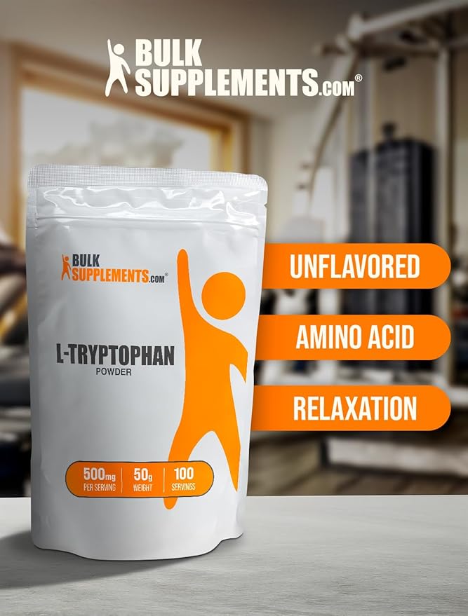 BulkSupplements.com L-Tryptophan Powder 500mg, Tryptophan 500mg per 50g (1.8 (1.8 oz) 1)