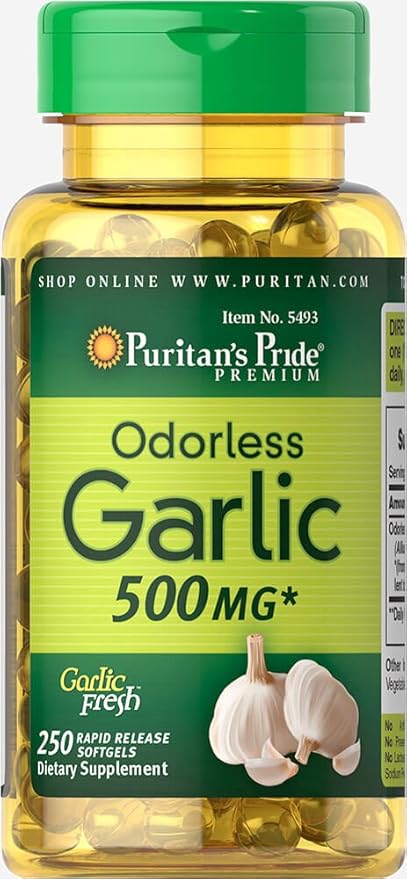 Puritan's Pride Odorless Garlic 500 Mg, 250 Softgels 250 Count (5493)
