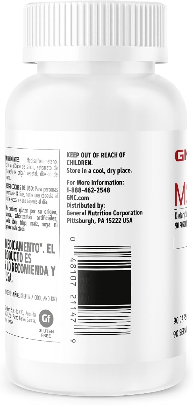 GNC MSM 1000mg, 90 Capsules, Supports