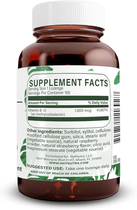 Natural Nutra Vegan Methyl B12 1000mcg, 100 Vegan