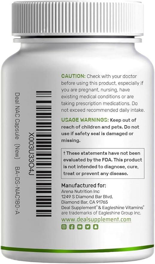 NAC Supplement (N-Acetyl Cysteine) 1,000*mg Per 240*Capsules –