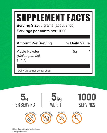 BulkSupplements.com Apple Powder 5g per 5kg (11 (11 lbs) 5)
