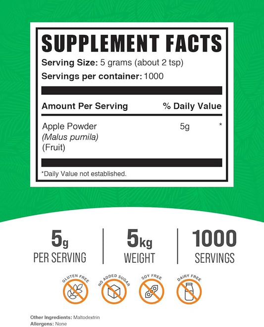 BulkSupplements.com Apple Powder 5g per 5kg (11 (11 lbs) 5)