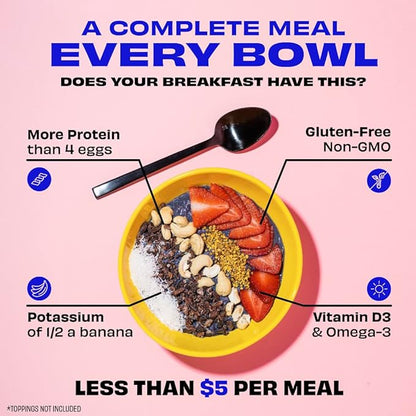 Kreatures of Habit Meal One | Overnight & Instant Superfood Protein Meal Replacement | Gluten Free, Dairy Free, 30g of Plant Based Protein, With No Added Sugar | Vanilla | Pack of 7