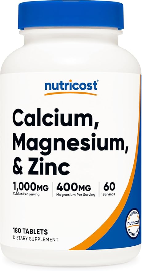 Nutricost Calcium, Magnesium & Zinc Tablets 1,415 mg, 180 Tablets 60 Servings