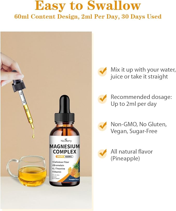 Liquid Magnesium Glycinate 400mg Magnesium (2 Fl Oz/1PCS)