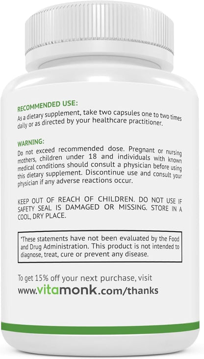 VitaMonk GlycoTrax - High Absorption GPLC Supplement - No Artificial Fillers - GPLC Glycine Propionyl-L-Carnitine Capsules Supplements to Support Healthy Blood Flow - 60 Capsules