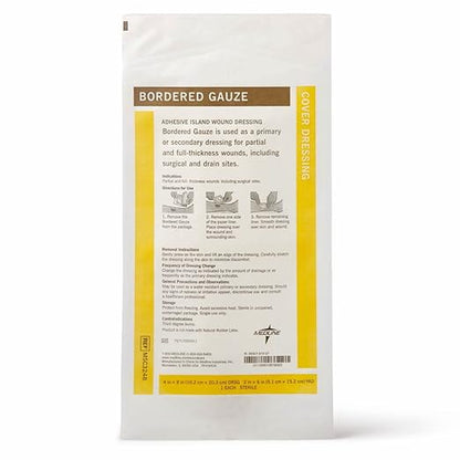 Medline Sterile Bordered Gauze, 4" x 8" with 2" x 6" Pad 15)