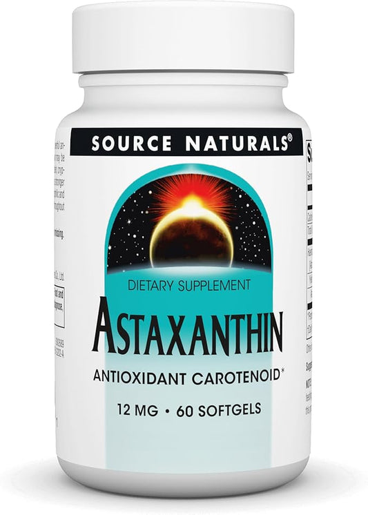 Source Naturals Astaxanthin, Antioxidant Carotenoid, 12mg 60 Softgels