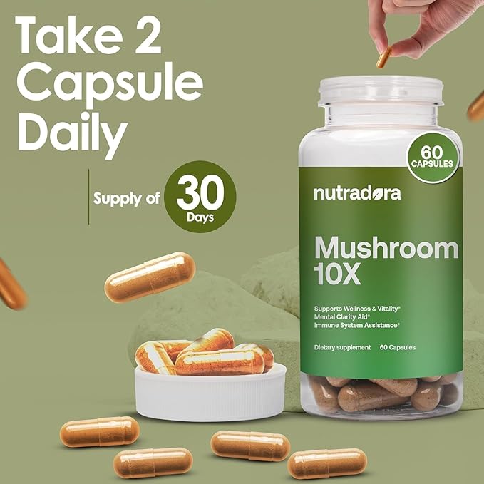 Mushroom Supplement -10 Mushrooms Blend, Reishi,